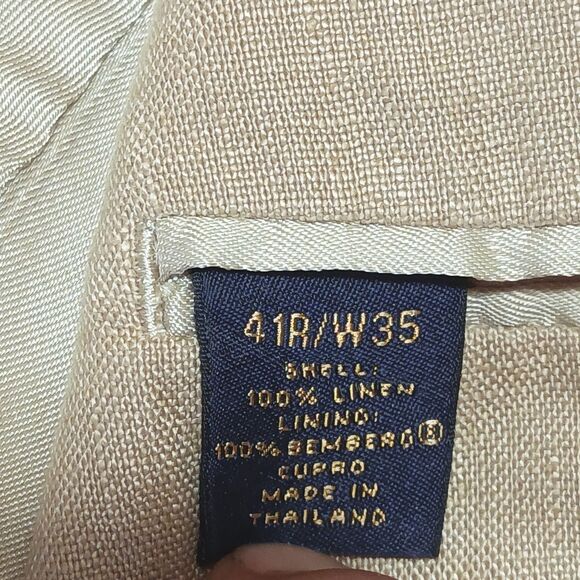 Brooks Brothers 346 Linen Blazer Mens 41R Beige Sport Coat Preppy Classic Suit - Picture 10 of 14